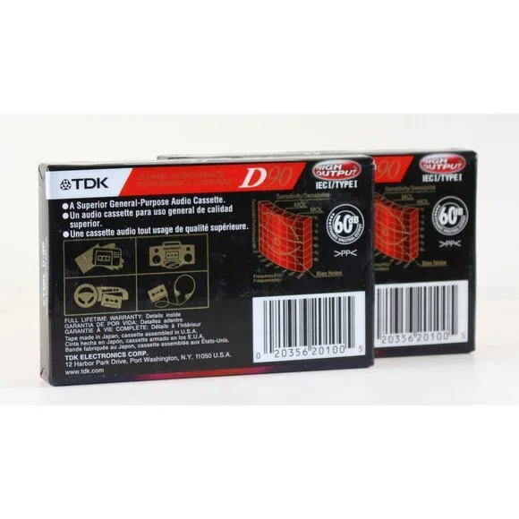 TDK D90 Dynamic Performance Blank Cassette Tape 2 Pack NOS - Picture 2 of 2